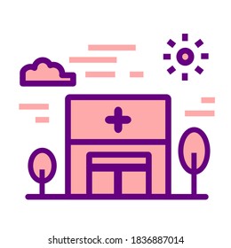 Illustration of hospital icon vector color filled outline good for medical element design