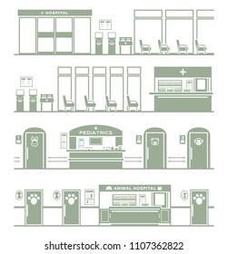 Illustration of the hospital / Silhouette