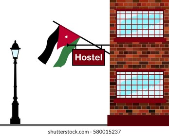 Illustration of Hostel, Hostel with Jordan Flag