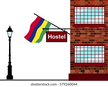 Illustration of Hostel, Hostel with Mauritius Flag
