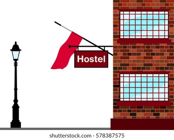 Illustration of Hostel, Hostel with Poland Flag