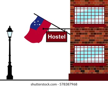 Illustration of Hostel, Hostel with Samoa Flag