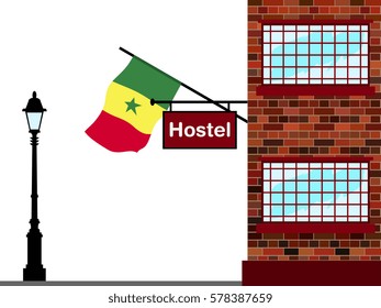 Illustration of Hostel, Hostel with Senegal Flag