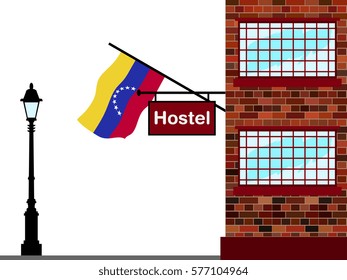 Illustration of Hostel, Hostel with Venezuela Flag