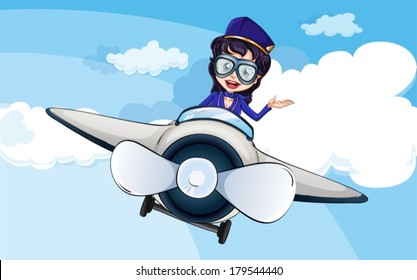 Illustration of a hostess on a plane