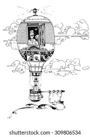 illustration the hot air balloon dream flying fantasy story optimistic melancholic