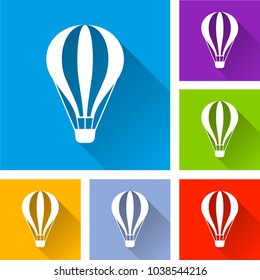 Illustration of hot air balloon icons with shadow