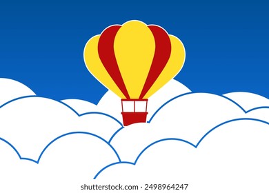 Ilustración de un globo aerostático en el cielo