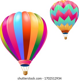 Illustration hot    air balloon  and white background vector