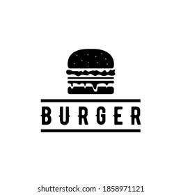 Illustration hot burger restaurant fast food logo design vector sign