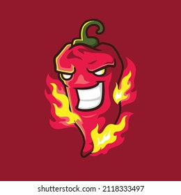 illustration hot chili character burn vector