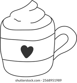 An illustration of a hot chocolate with distinctive hand drawn lines