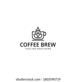 Illustration Hot Coffee Cup With Brewing Drink Logo Deign Template