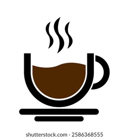 illustration of hot coffee icon in a glass