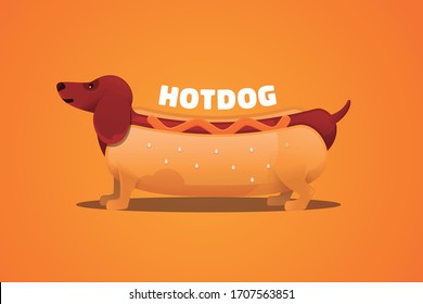 illustration of hot dog combined with dachshund