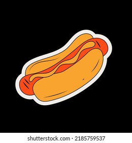 Illustration of Hot Dog. Engraving vector illustration. Design element for menu, bar, food court,fast food restaurant. 