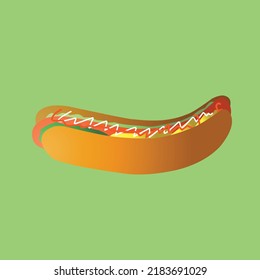 illustration of hot dog with sausage and lettuce