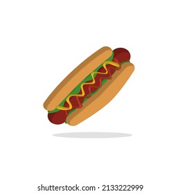 Illustration of hot dog with shadow on it