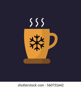 An illustration of hot drink icon for winter season. Chocolate mug icon in flat style.