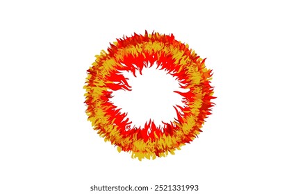 illustration of hot fire icon forming a circle without background