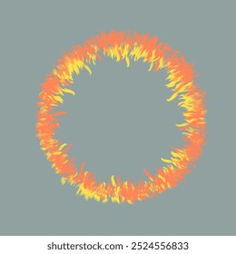 illustration of a hot fire icon forming a circle on a greenish gray background