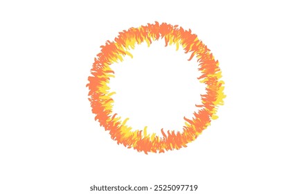 illustration of hot fire icon forming a circle without background