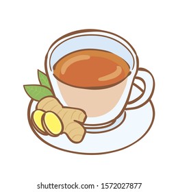 Ilustración del té con jengibre caliente