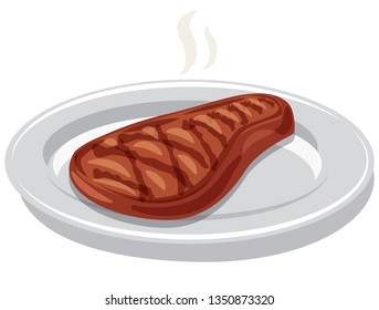 illustration of hot grilled beefsteak on the plate