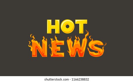 Illustration of a Hot News Lettering in Yellow and Orange Color with Fire