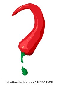 Illustration of a Hot Pepper Formed as a Question Mark