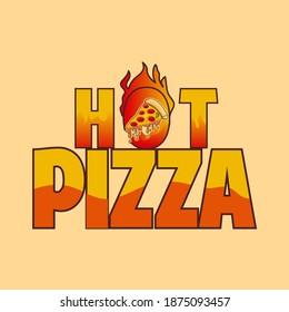 Illustration of hot pizza name design, with good design, best quality, can be used as a logo, etc.
