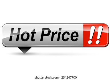 illustration of hot price rectangular icon on white background