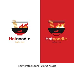 illustration hot spicy asian noodle logo template