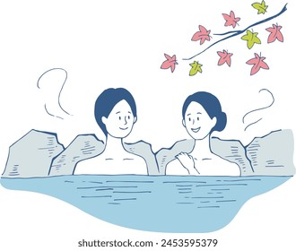 An illustration of a hot spring