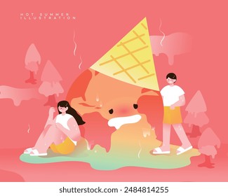 Ilustración del personaje caliente del verano