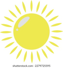 Ilustración del sol de verano caliente con rayos dibujados profesionalmente sobre un fondo blanco
