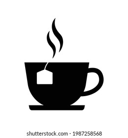 illustration of hot tea icon in flat style