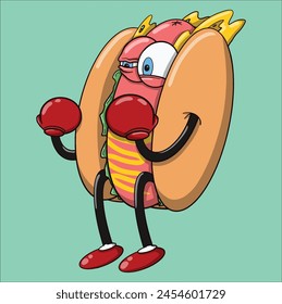 la ilustración de Hotdog se convierte en boxer. Él es tan valiente, sin miedo, golpear a cada rival y también luchar sin arrepentimiento. Nacido para ser campeón.