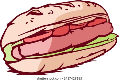An illustration of a hotdog brings to life the iconic and delicious nature of this classic fast-food item