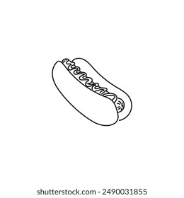 Illustration hotdog line sketch drawing with blank background