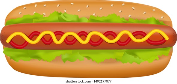 Illustration of hotdog on white background