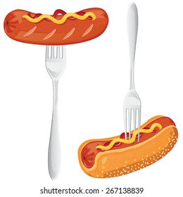 illustration. hotdog on white background.