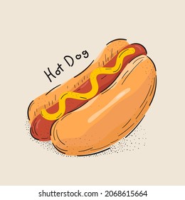 illustration Hotdog. Vector  fast food menus. hot dog vector.
