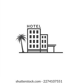 illustration of hotel, lodging, vector art.