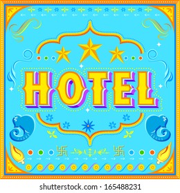 illustration of hotel poster in Indian truck paint style