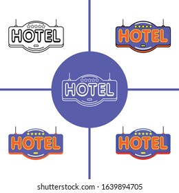Illustration of Hotel Sign element with different design style.