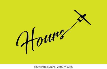 Illustration of Hours text s joined to the tail of the plane.