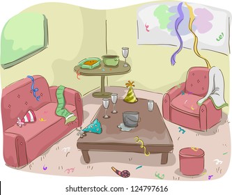 Illustration Of House After A Party