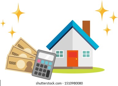 Illustration of house assessment.calculator . money . 