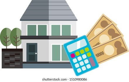 Illustration of house assessment.calculator . money . 